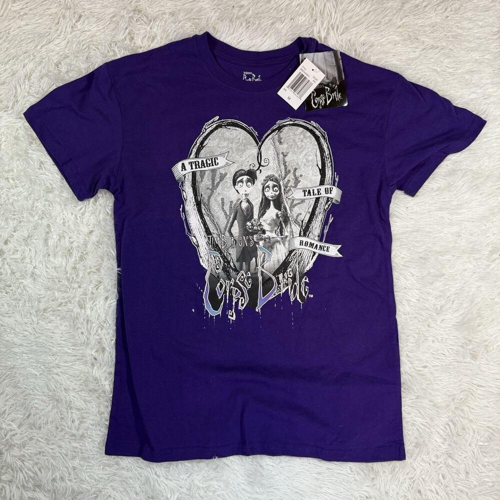 Tim Burton Corpse Bride Purple Graphic T-Shirt A TRAGIC TALE OF ROMANCE Size M